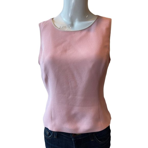 Kasper Womens Fitted Tank Top Round Neck Sleeveless Pullover Pink Size Small - Picture 2 of 4